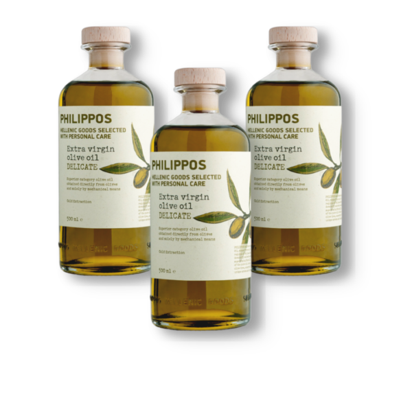 Premium Olivenöl Delicate (Mild) 3x0,5l Philippos Hellenic Goods